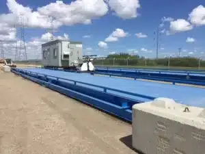 Portable weighbridge scale installed at a loading site. 